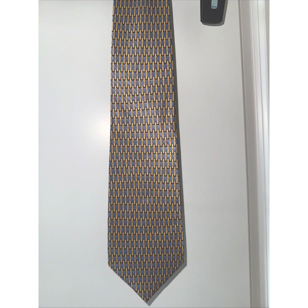 Vintage Umberto Bossi Men's Tie Necktie Gold Blue Hand Made Silk‎ Tie - Picture 2 of 2